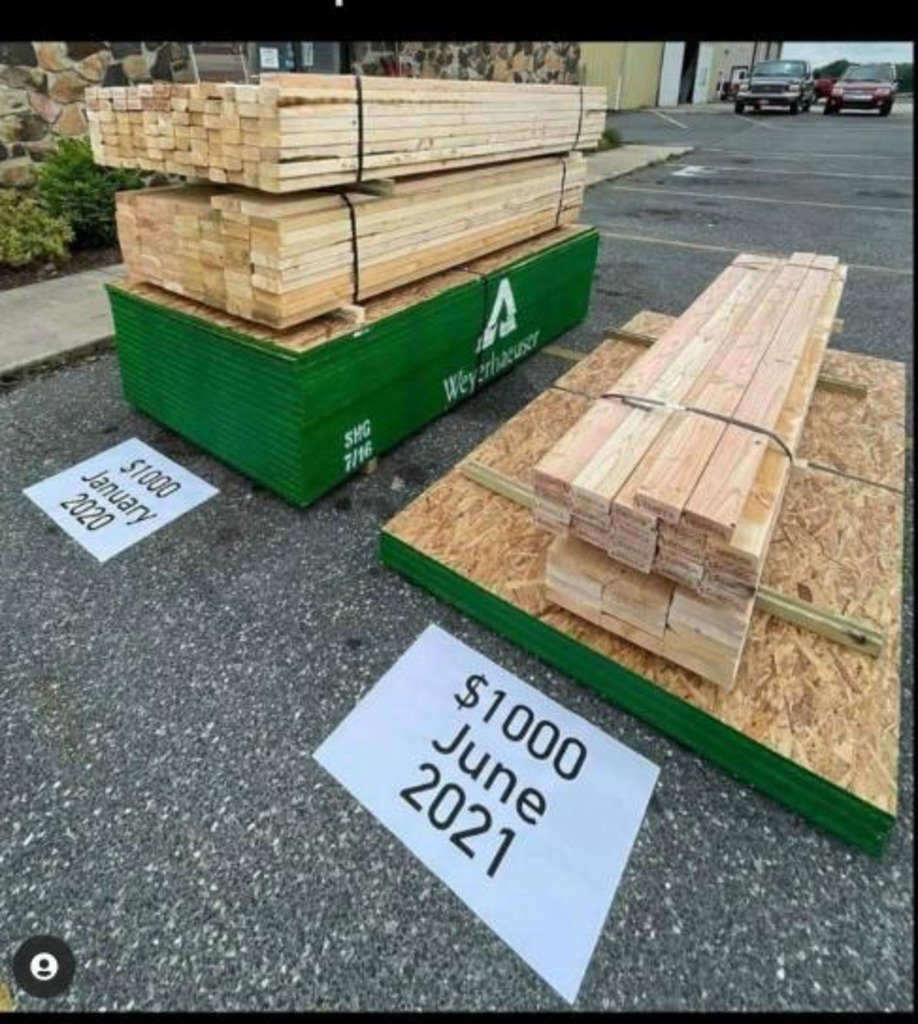 10 year Lumber Cost Comparison, Buying Power:  The astronomical cost of Lumber these days is just one example of why eco friendly and sustainable  #Hempcrete is a much needed addition to the materials available for Builders in the USA 