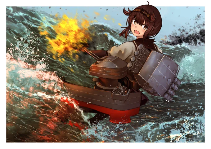 (対空射撃)朝、海の反対側に白黒の様々な斑点が現れました....初月:「対空砲用意! 撃て! (左舷、弾幕薄いぞ! 何やってんの! (X)」しかし、夜になる前にさらに多くの 深海棲艦艦載機が来るかどうかはわかりません....#艦これ 