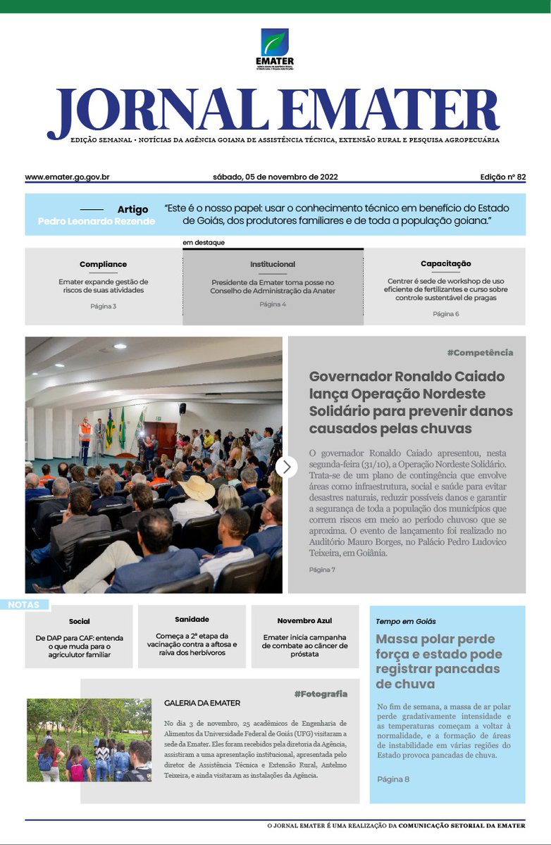 ematergoias's tweet photo. Veio ai hein! Na sua 82° edição, o Jornal Emater desta semana traz um resumo com as principais notícias do Agro em Goiás!

Confira: https://t.co/NNTGq6TIxI https://t.co/xbMXqYyD5e