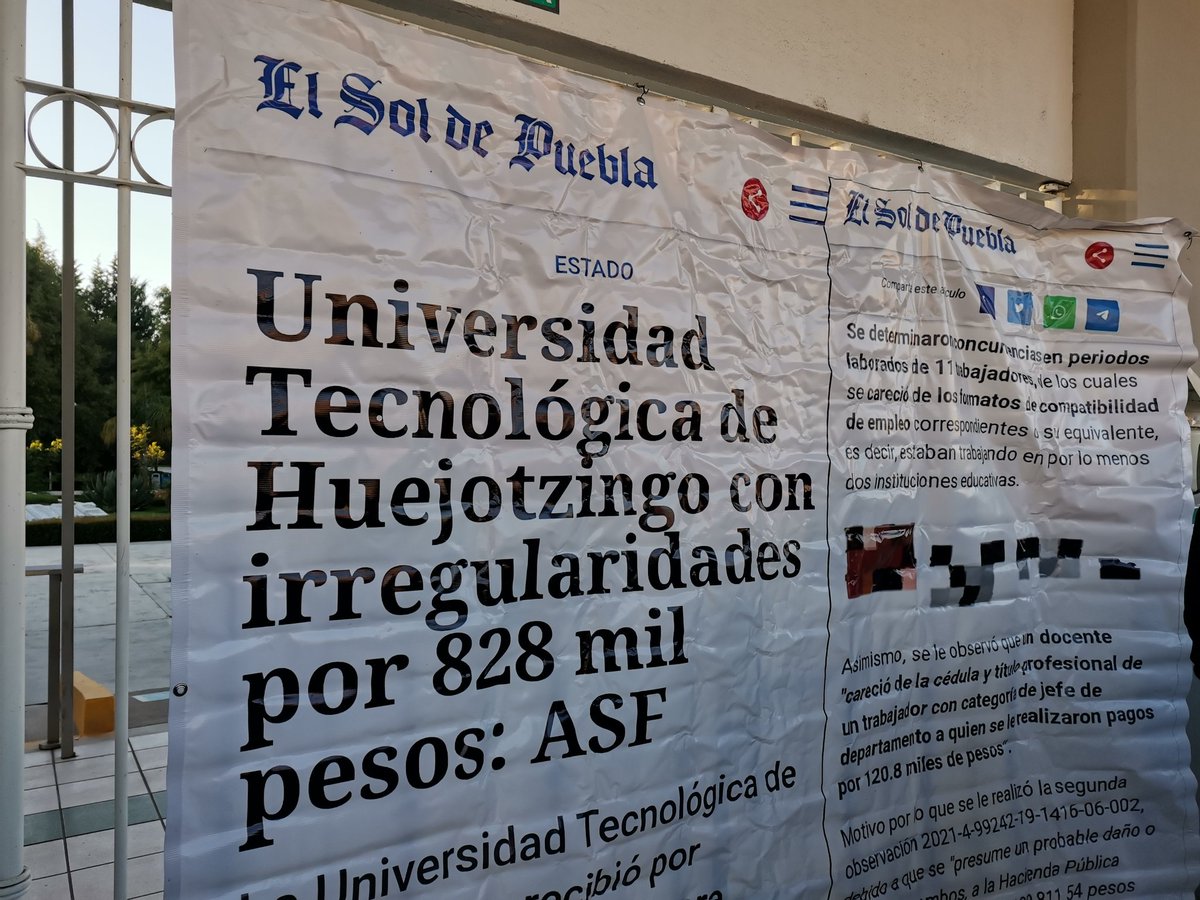 CentroDigitalN's tweet image. Personal académico de la Universidad Tecnológica de #Huejotzingo realiza paro de labores, exigen destitución del rector Fiacro Torreblanca 👇🏻😱💥 #UTH