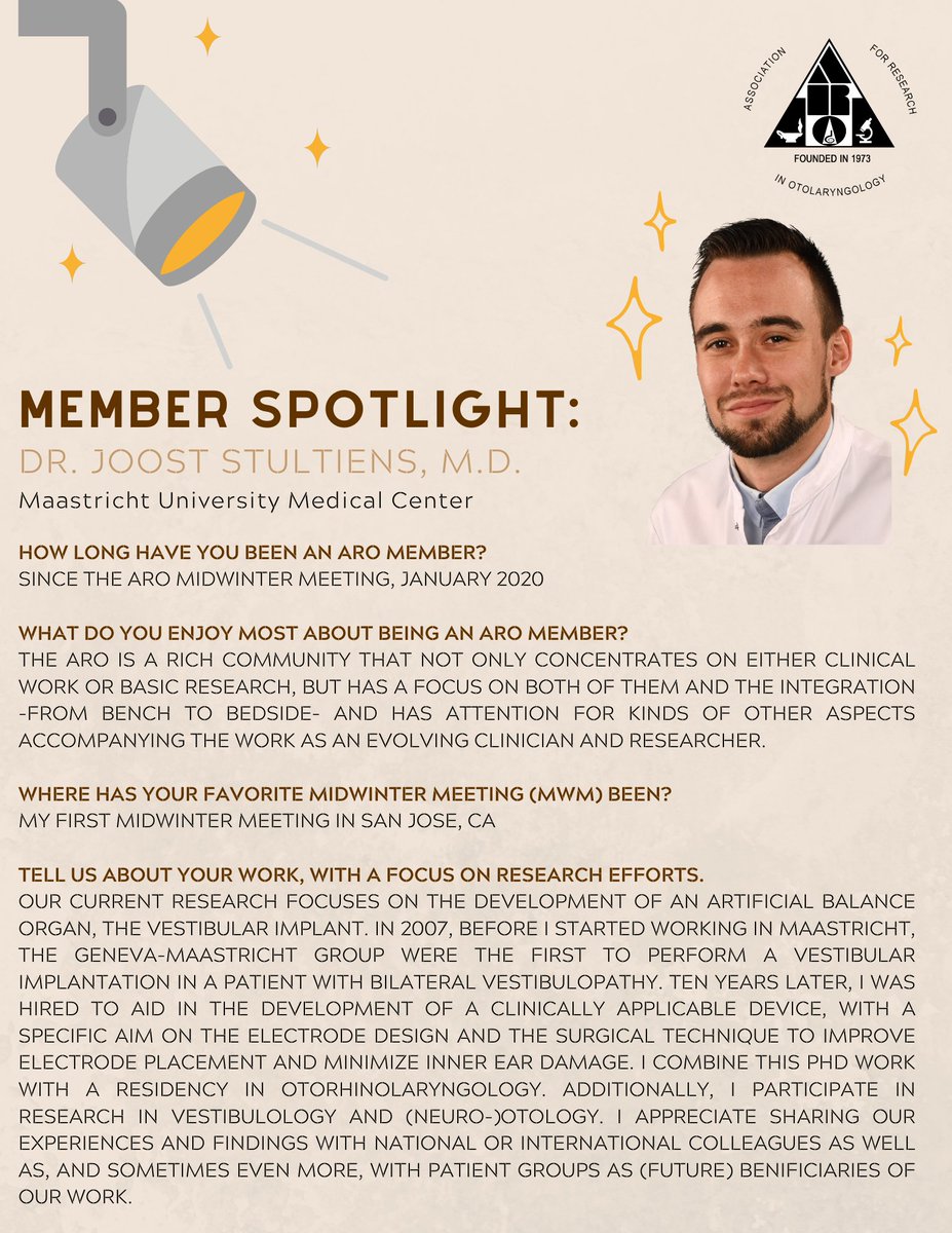 This weeks ARO member spotlight is Dr. Joost Stultiens, M.D. (<a href="/Buchters/">Joost Stultiens</a>), at Maastricht University Medical Center!

Read more about Dr. Stultiens here - aro.org/member-spotlig…