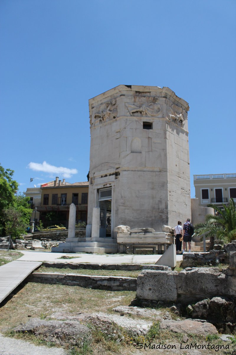 MLaMontagnaPics's tweet photo. The Tower of the Winds, a marble clocktower in the Roman Agora in Athens, Greece. Thought to be the world's first meteorological station, it has sundials, a water clock and a wind vane. Photo by me. #AncientGreece #AncientRome #AncientArchitecture #Athens #Greece #RomanAgora https://t.co/Te954P767x