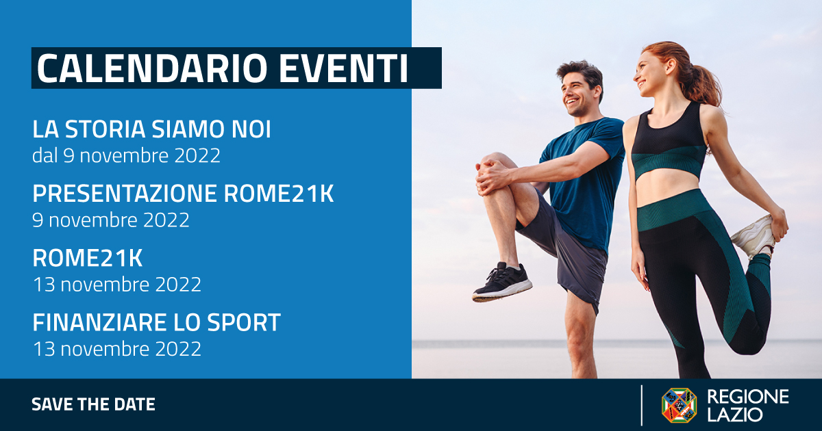 sportlazio's tweet photo. Ecco gli appuntamenti di Sport nel Lazio:
👉Inaugurazione mostra La storia siamo noi, al Salone d'Onore CONI, 9 novembre
👉Conferenza stampa di presentazione della Rome21k, 9 novembre
👉Rome21k, la mezza maratona di Roma, 13 novembre
👉Convegno Finanziare lo Sport, 13 novembre https://t.co/uGefFDEUWd