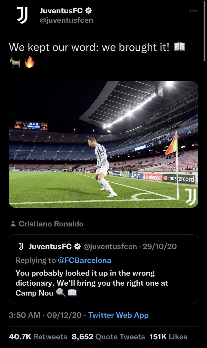 slay_jimmy's tweet photo. The last time Ronaldo faced Barcelona. Never make that mistake again @FCBarcelona https://t.co/7p2im34t27