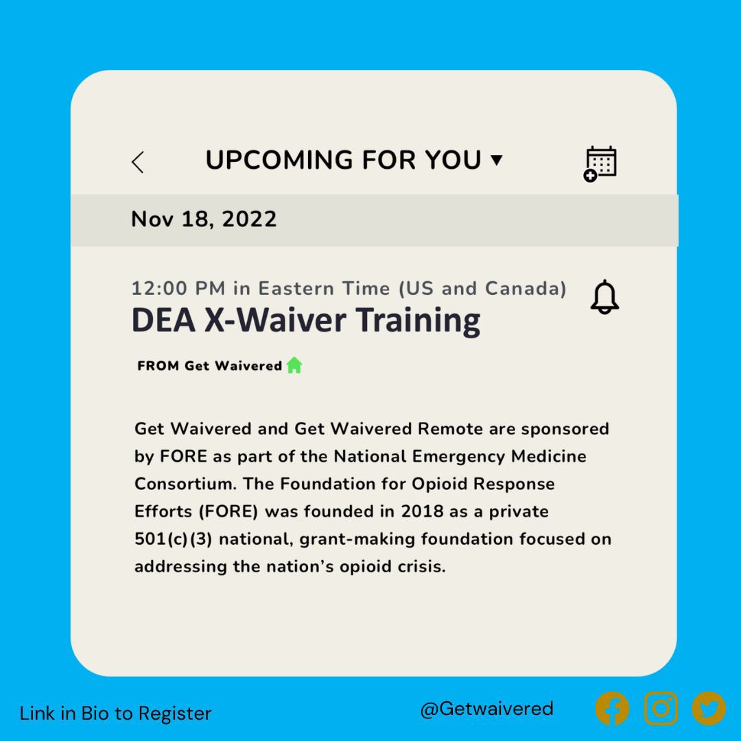 Get Waivered Remote is a FREE 1-hour “X-press” course
Getting X-waivered can make a difference and save lives! 

 partners.zoom.us/webinar/regist…