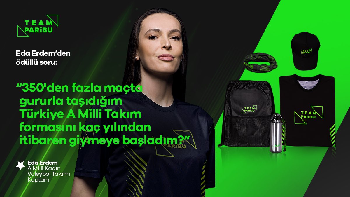 teamparibu's tweet photo. Team Paribu sporcusu milli voleybolcu Eda Erdem'in sorusunu doğru yanıtla, Team Paribu logolu ürünlerden kazanacak 10 kişiden biri ol! 

Kampanya detayları için ￼⬇️

https://t.co/nk6mC0A57w https://t.co/XorpA8Tjdg