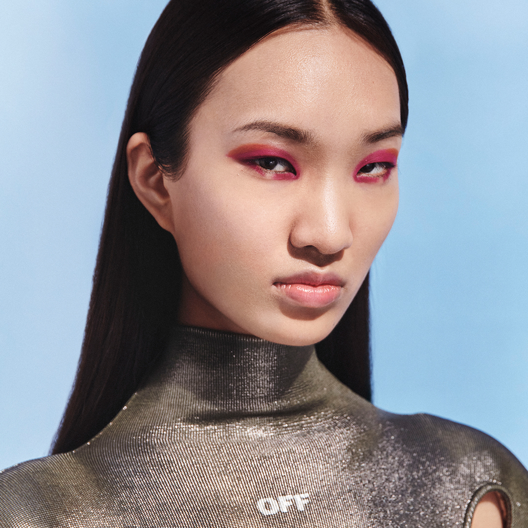 Off-White™ fw22 'glam' collection ~ 'PAPERWORK' beauty equipment elevates the look with bold colors available online at off---white.com and at Off-White™ boutiques worldwide photography c/o Osma Harvilahti