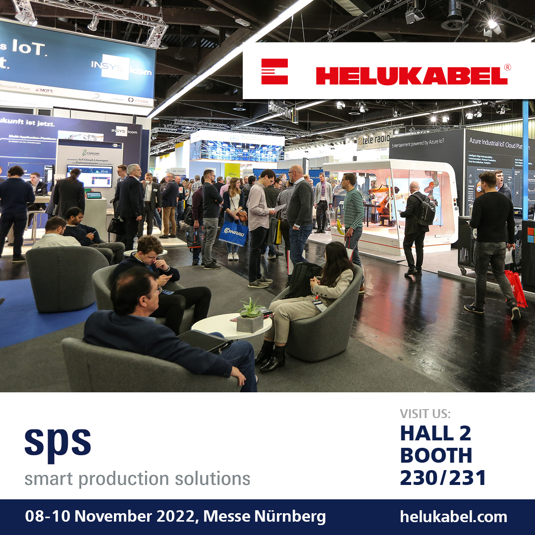 At SPS 2022, November 8-10, in Nuremberg, Germany, the HELUKABEL Group will present itself more than ever as a system provider for electrical connection technology. In Hall 2 at Stand 230/231 ow.ly/WKza50LnfGO #SPS2022 #SPS_live #BringingAutomationToLife  #WeAreSPS22