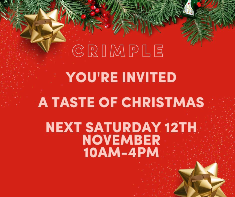 Join us to sample our delicious festive food for 2022 available to order. We'll have mulled wine and supplier tastings too. Any orders placed on the day will receive a complimentary bottle of prosecco on collection (*min spend applies)bit.ly/CrimpleChristm…