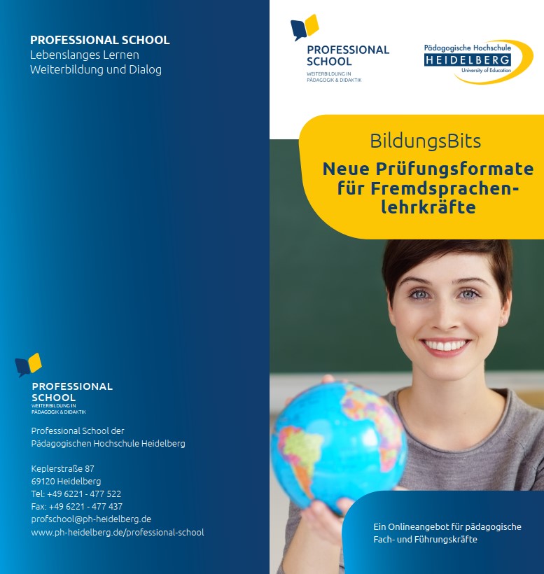 ProfschoolHD's tweet photo. BildungsBits am 22.11.22 zum Thema: 
"Neue Prüfungsformate für Fremdsprachenlehrkräfte" 
mit Prof. Dr. Karin Vogt
online :: kompakt :: kostenfrei :: immer aktuelle Themen
Infos 👉https://t.co/OZ20muX6BE
#MULTILA #PHHD #TWLZ #Prüfen #Fremdsprachen #Schule #Lehrkräfte #digiatschool https://t.co/XhJWaerjEG