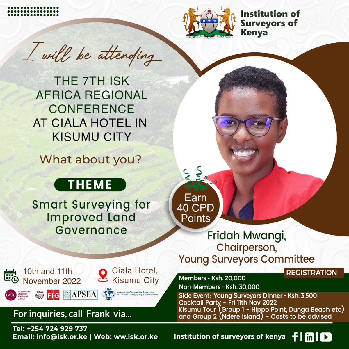 FridaMwangi1's tweet photo. Two days to the 7th African Regional Conference in Kisumu.
The conference is content packed and has well seasoned speakers taking on topics relevant to our profession.
Will your be there?
To register,book your slot: https://t.co/wiWKJ4Ferx 
 #7ARC
#TwendeDala
#Kisumu
#surveylife https://t.co/3j0noKhEbv
