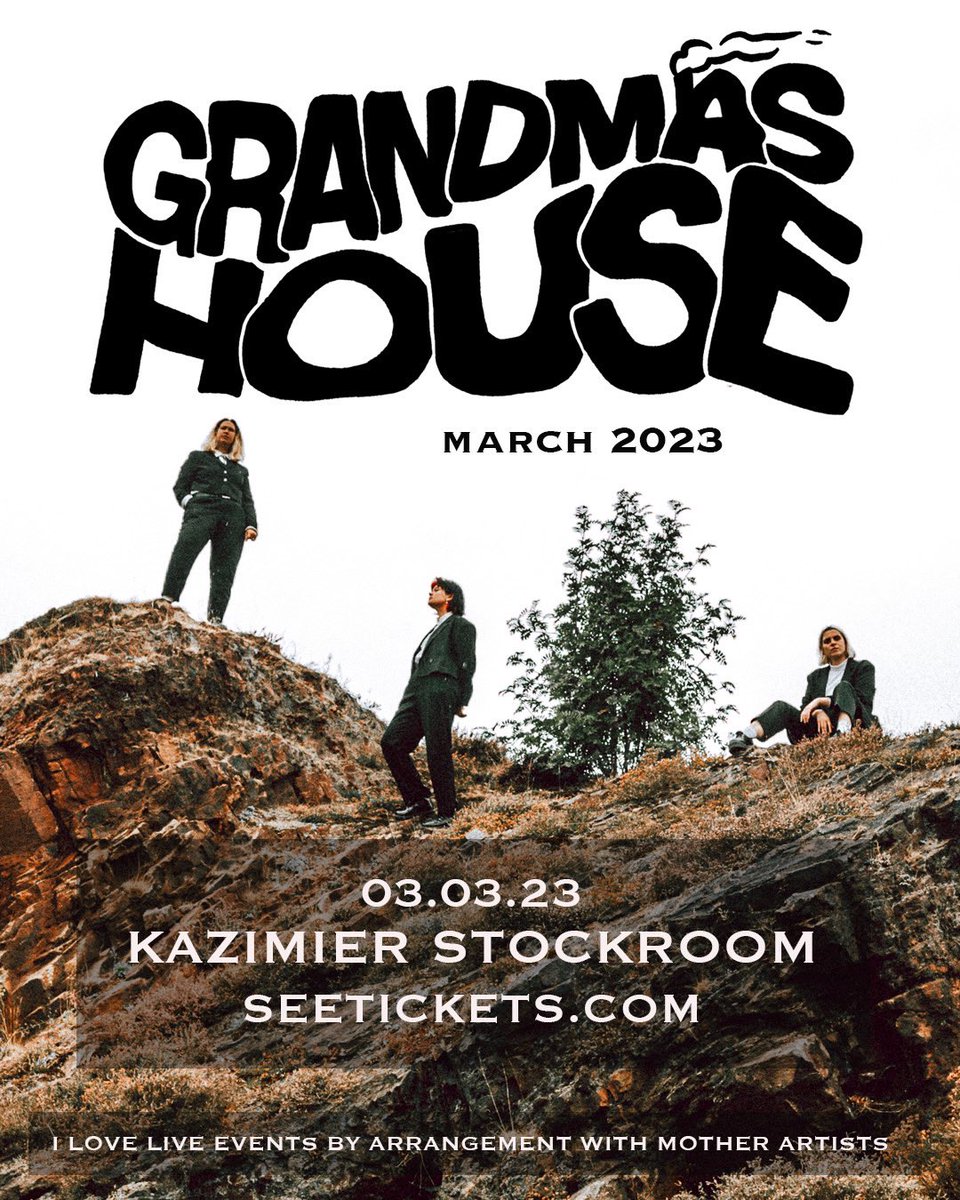 I Love Live Events (@iloveliveevents) on Twitter photo ⚡️NEW SHOW⚡️ <a href="/grandmashouseuk/">Grandmas House</a> Headline <a href="/KazStockroom/">Kazimier Stockroom</a> 3rd March 2023!
<a href="/seetickets/">See Tickets</a> Wednesday morning 10am! ⚡️NEW SHOW⚡️ <a href="/grandmashouseuk/">Grandmas House</a> Headline <a href="/KazStockroom/">Kazimier Stockroom</a> 3rd March 2023!
<a href="/seetickets/">See Tickets</a> Wednesday morning 10am!