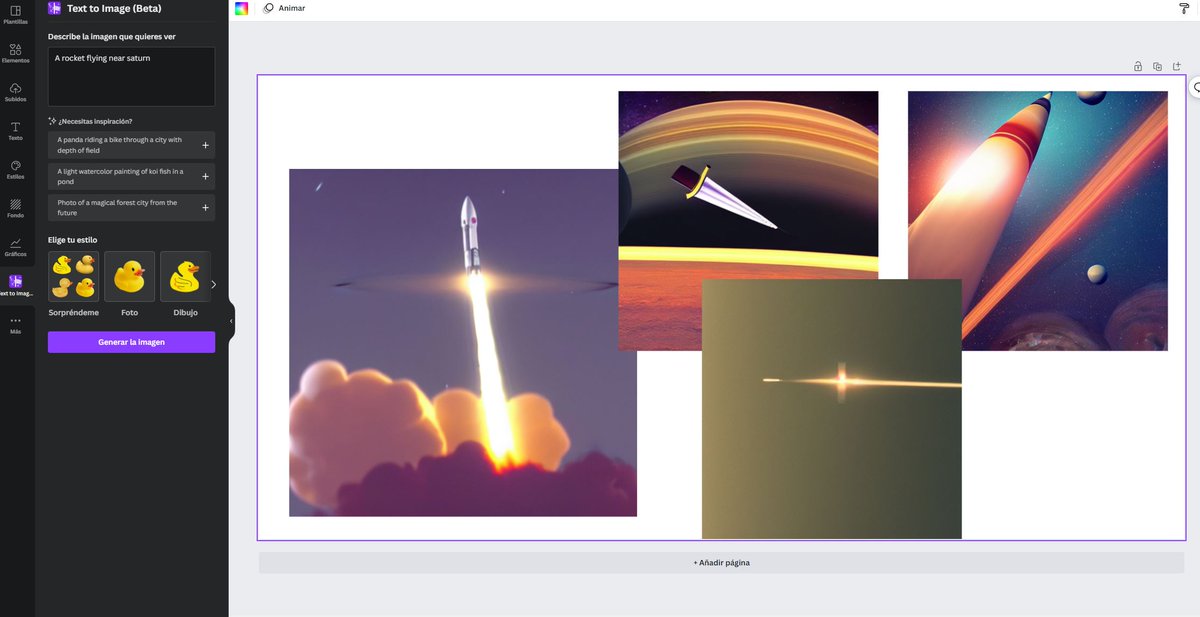 He descubierto esta mañana que #canva incluye en beta un módulo "text-to-image" para hacer #GenerativeAI . Pronto lo vamos a tener hasta en la sopa. <a href="/AISaturdays_ES/">SaturdaysAI 🤖👩‍💻</a> <a href="/DotCSV/">Carlos Santana</a> <a href="/CampTecnologico/">Camp Tecnológico</a>