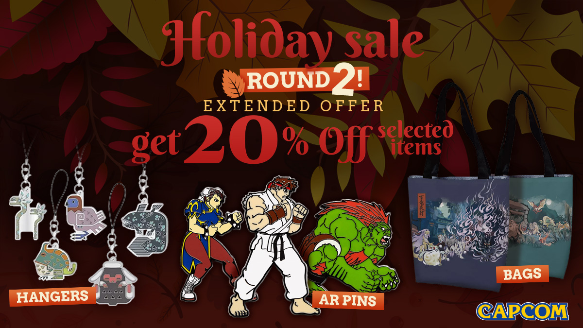 CapcomStoreEU's tweet image. Round Two – Buy!
With style through the fall! Get your official Capcom merchandise 20% off! Visit ➡️store.capcom-europe.com to find out more.

On selected items. From 07th November 2022 until 15th January 2023. No code needed, T&amp;amp;C apply, not combinable with other promotions.