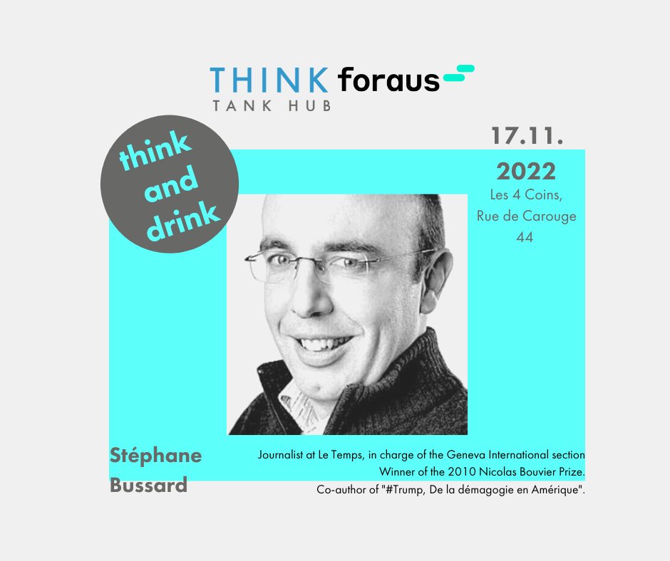 Think Tank Hub GVA (@thinktankhub_ch) on Twitter photo 🚀 Meet our speaker!
<a href="/StephaneBussard/">Stéphane Bussard</a> is an expert of the USA and the International Geneva.
📌Join us on November 17th for a passionate exchange on #multilateralism at our next Think&Drink! 👉 bit.ly/3DrAsVc 🚀 Meet our speaker!
<a href="/StephaneBussard/">Stéphane Bussard</a> is an expert of the USA and the International Geneva.
📌Join us on November 17th for a passionate exchange on #multilateralism at our next Think&Drink! 👉 bit.ly/3DrAsVc