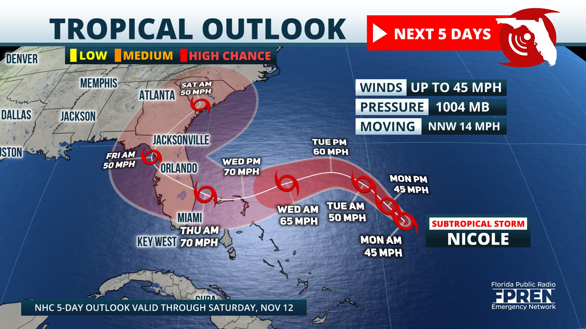 Florida Storms on Twitter: "NEW: Subtropical Storm Nicole formed 