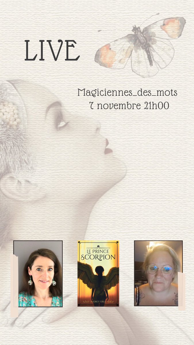 AudreyAuteur's tweet photo. Live lundi 7/11 à 21h sur Instagram @audreygrill_auteur ou @magiciennes_des_mots
#auteurlive https://t.co/f35oybYcoD