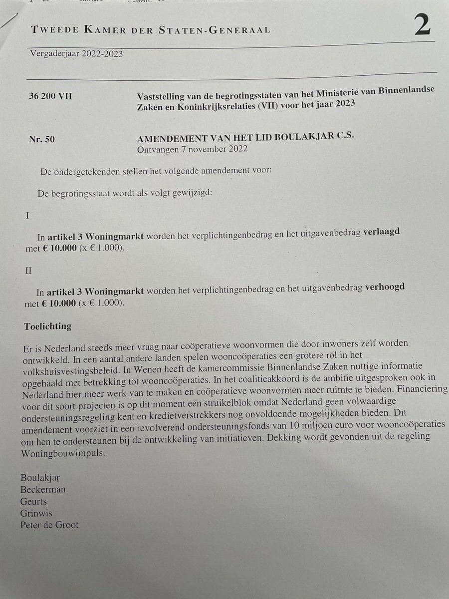 Vandaag is de jaarlijkse begrotingsbehandeling Wonen. Ik doe namens D66 het voorstel om mensen meer vrijheid te geven om zelf woningen te realiseren. Dit vanuit de coöperatieve gedachte dat mensen zelf graag willen werken aan betaalbare woningen en een fijne leefomgeving.