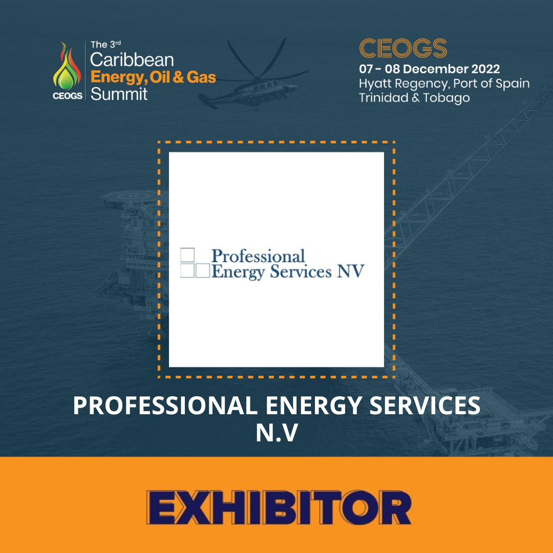 ceogsummit's tweet photo. 𝗘𝘅𝗵𝗶𝗯𝗶𝘁𝗼𝗿 𝗔𝗻𝗻𝗼𝘂𝗻𝗰𝗲𝗺𝗲𝗻𝘁📢 
 
We are delighted to announce PROFESSIONAL ENERGY SERVICES N.V as one of our Exhibitors.
 
Join one of the Caribbean’s most exciting energy events, from 07-08 Dec 2022 at Hyatt Regency, T&amp;T. 

Register at: https://t.co/q03wyo4b6v https://t.co/iwH35zvfXB