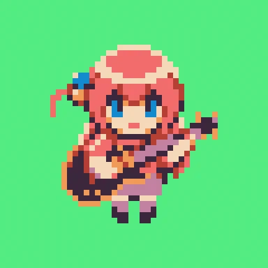 毎日ドット絵チャレンジ、11月7日は「ぼっち・ざ・ろっく!」から、ひとりちゃん。#ドット絵 #pixelart 