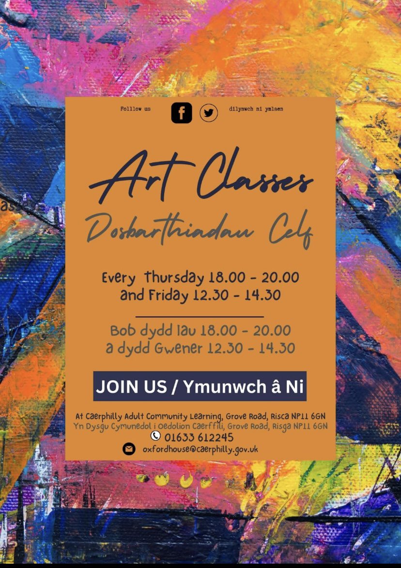 AdultCaerphilly's tweet photo. We have a new Art class starting soon, contact us for details 🎭🎨🖌🖼

Mae gennym ddosbarth Celf newydd yn dechrau yn fuan, cysylltwch am fanylion 🎭🎨🖌🖼 https://t.co/p0EBffUhnd