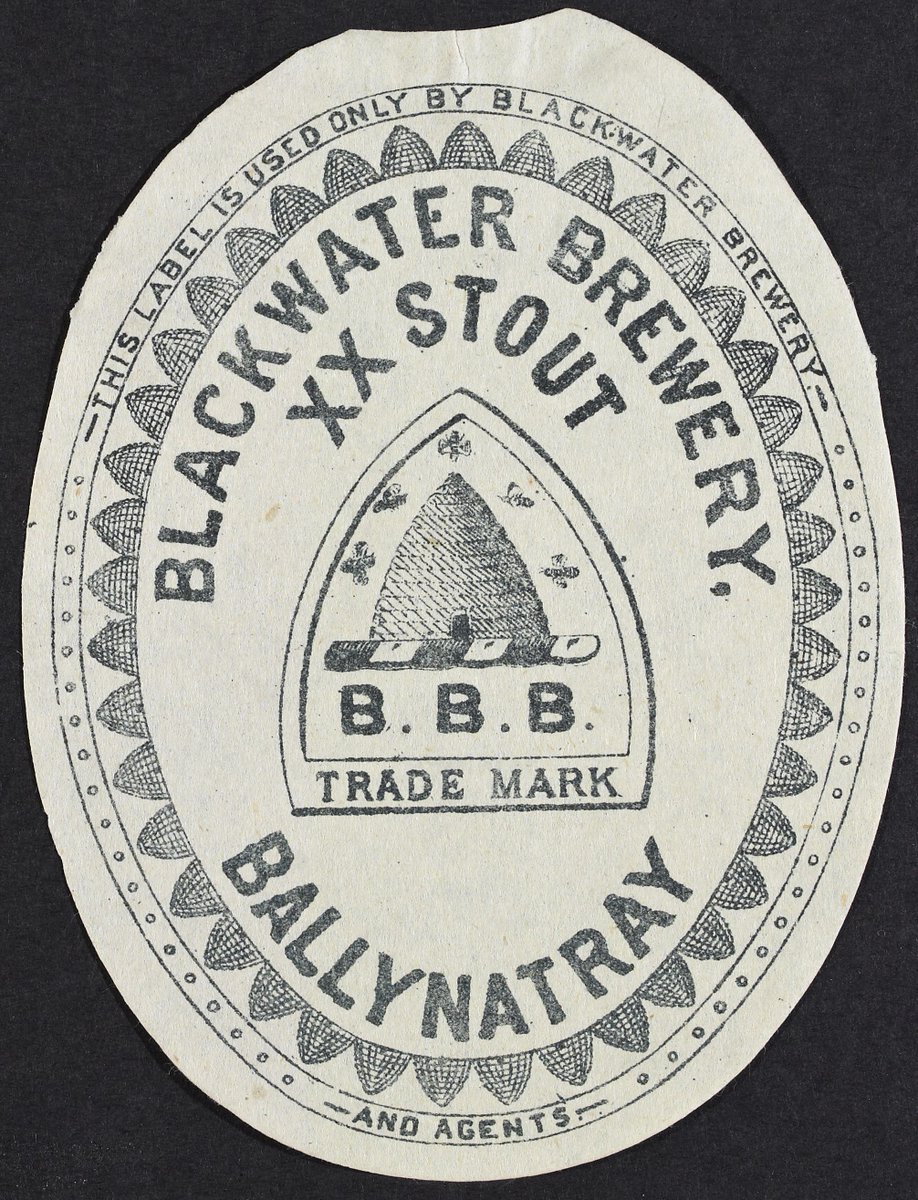 For #StoutDay today, we’re sharing this label from our ephemera collection for Blackwater #Brewery Ballynatray XX #Stout (from Co. #Waterford). At the centre of the logo is the company's trademark of a #beehive surrounded by five #bees. 🐝

catalogue.nli.ie/Record/vtls000…