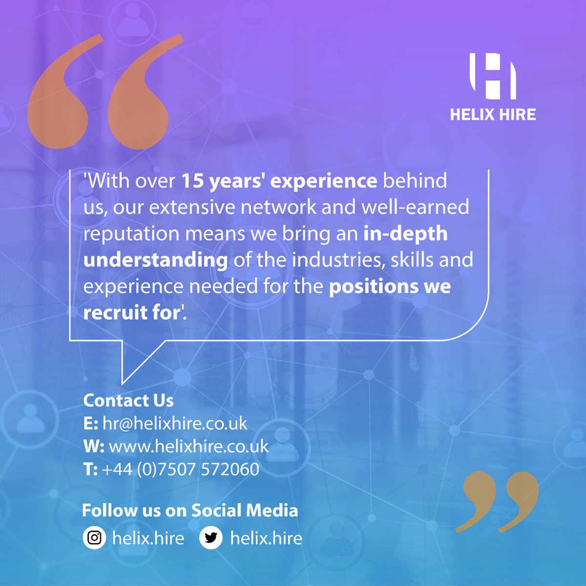 HelixRecruit's tweet photo. To learn more about our full range of services, contact one of our consultants:
E: hr@helixhire.co.uk
T: +44 (0)7507 572060
W: https://t.co/afZojYfyuH
#careers #londonjobs #ukjobs #healthcarejobs #businessmanagementjobs #motivation #uktraining #interviewpreparation #recruitment https://t.co/zD4oH9K6iZ