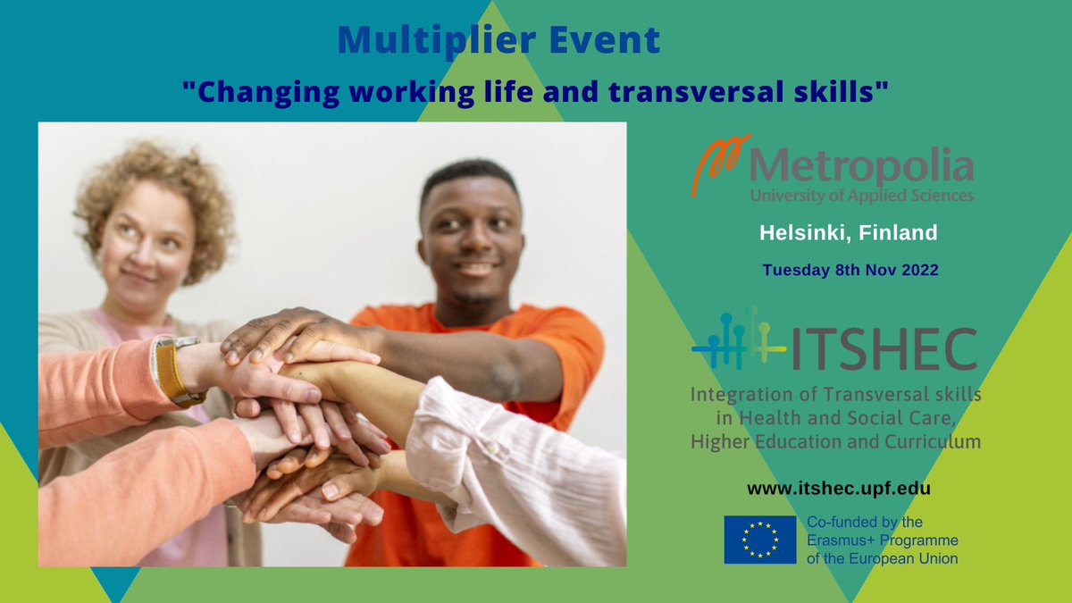 Tomorrow🌍ITSHEC project and @Metropolia will hold the Multiplier Event “Changing working life and #TransversalSkills”!

🗓️8th Nov 2022
📌@Metropolia (Helsinki, Finland)
 
👀👉🏻bit.ly/3TdB72n

@UPFBarcelona @HrUnist #Esimar @ImmersiumStudio @UOCuniversitat