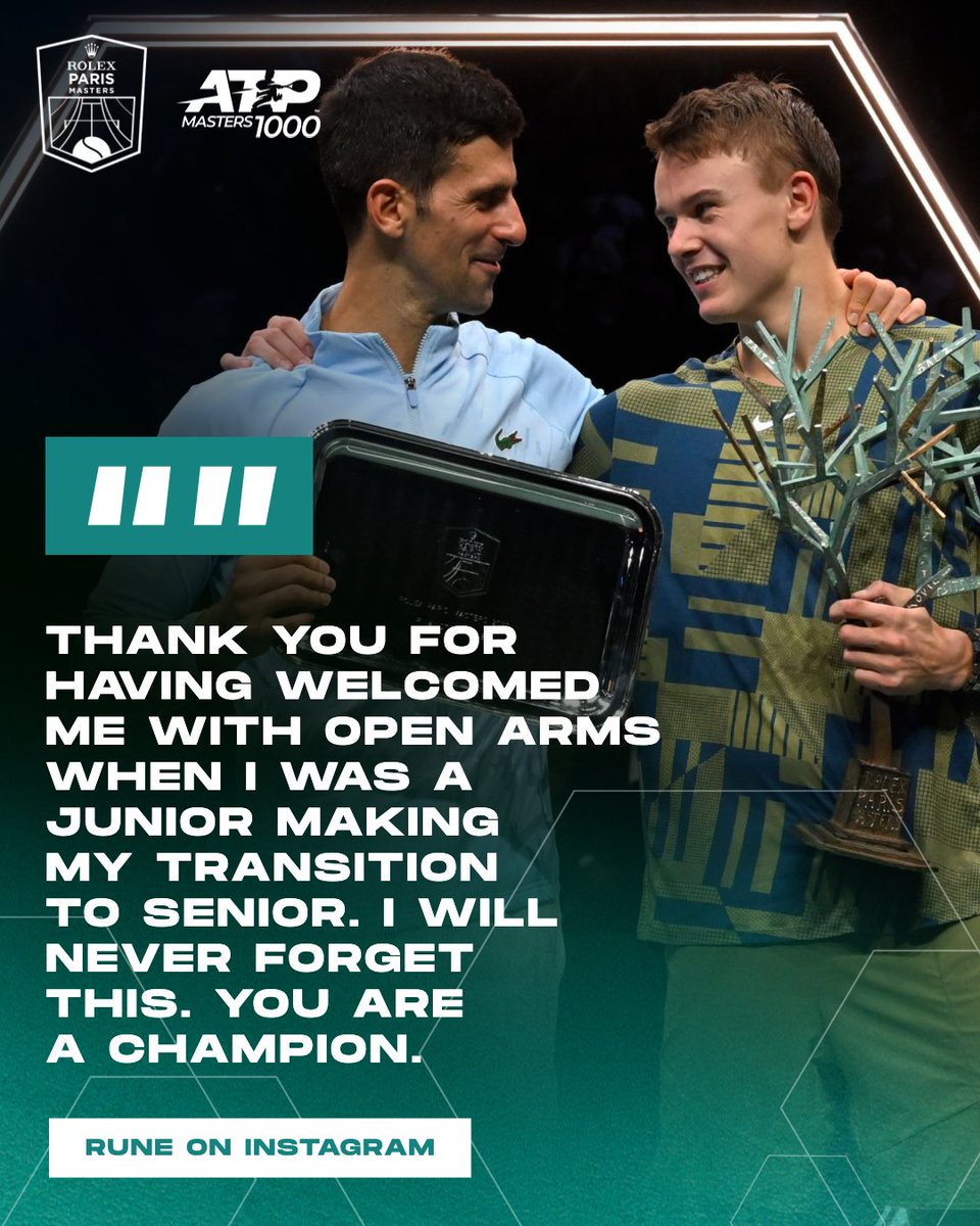 RolexPMasters's tweet photo. Novak 🫶 Holger 

#RolexParisMasters https://t.co/aKoLq2Nu06