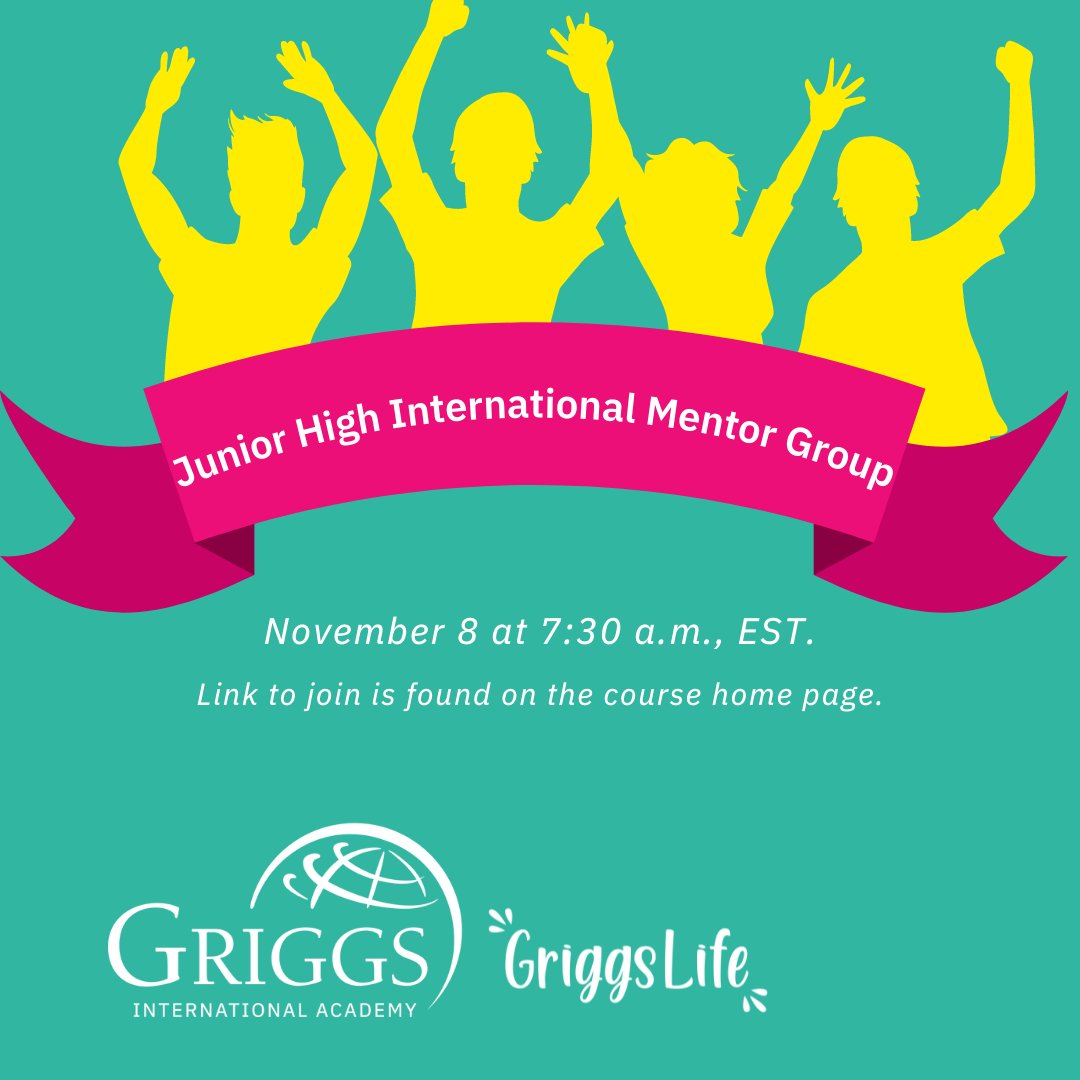 GriggsK12's tweet photo. Mark your calendar! Junior high International Mentor Group is November 8! We hope you join us!

#GriggsK12 #GriggsLIFE #mentorgroup #internationalstudents https://t.co/4n1VINm6t4