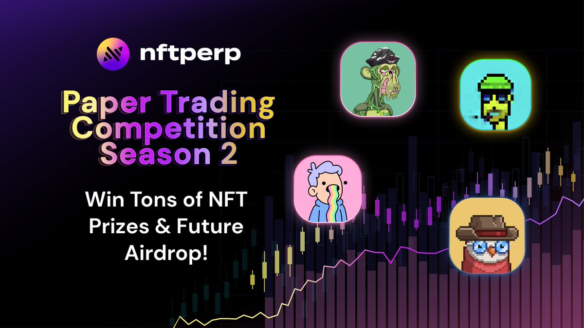 nftperp.xyz (@nftperp) on Twitter photo Season 2 of our Paper Trading Competition is well underway!
We've added a lot of new pairs including <a href="/moonbirds/">Moonbirds</a>, <a href="/bganpunks/">BASTARD GAN PUNKS</a>, <a href="/doodles/">doodles</a>, and even <a href="/artgobblers/">Art Gobblers</a>!
Trade your way to NFT prizes and an airdrop!
Sign up here 👉 tideprotocol.xyz/users/campaign… Season 2 of our Paper Trading Competition is well underway!
We've added a lot of new pairs including <a href="/moonbirds/">Moonbirds</a>, <a href="/bganpunks/">BASTARD GAN PUNKS</a>, <a href="/doodles/">doodles</a>, and even <a href="/artgobblers/">Art Gobblers</a>!
Trade your way to NFT prizes and an airdrop!
Sign up here 👉 tideprotocol.xyz/users/campaign…