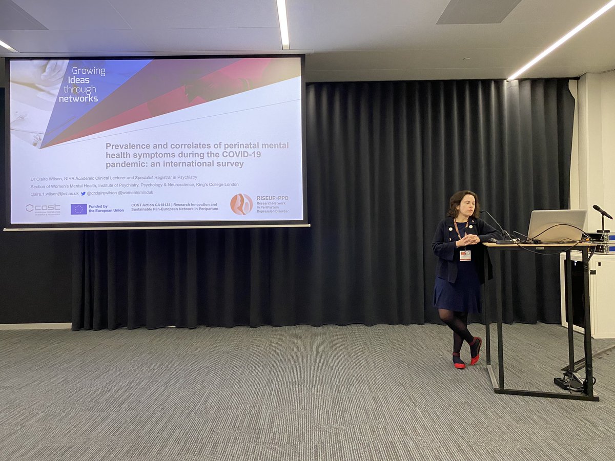 DrKittySaunders's tweet photo. Our symposium also featured @drclairewilson discussing online survey methods to investigate #perinatal #mentalhealth during #COVID19, and how this related to stringency of lockdown measures across countries! #IAWMH https://t.co/qnrx1e3rJw