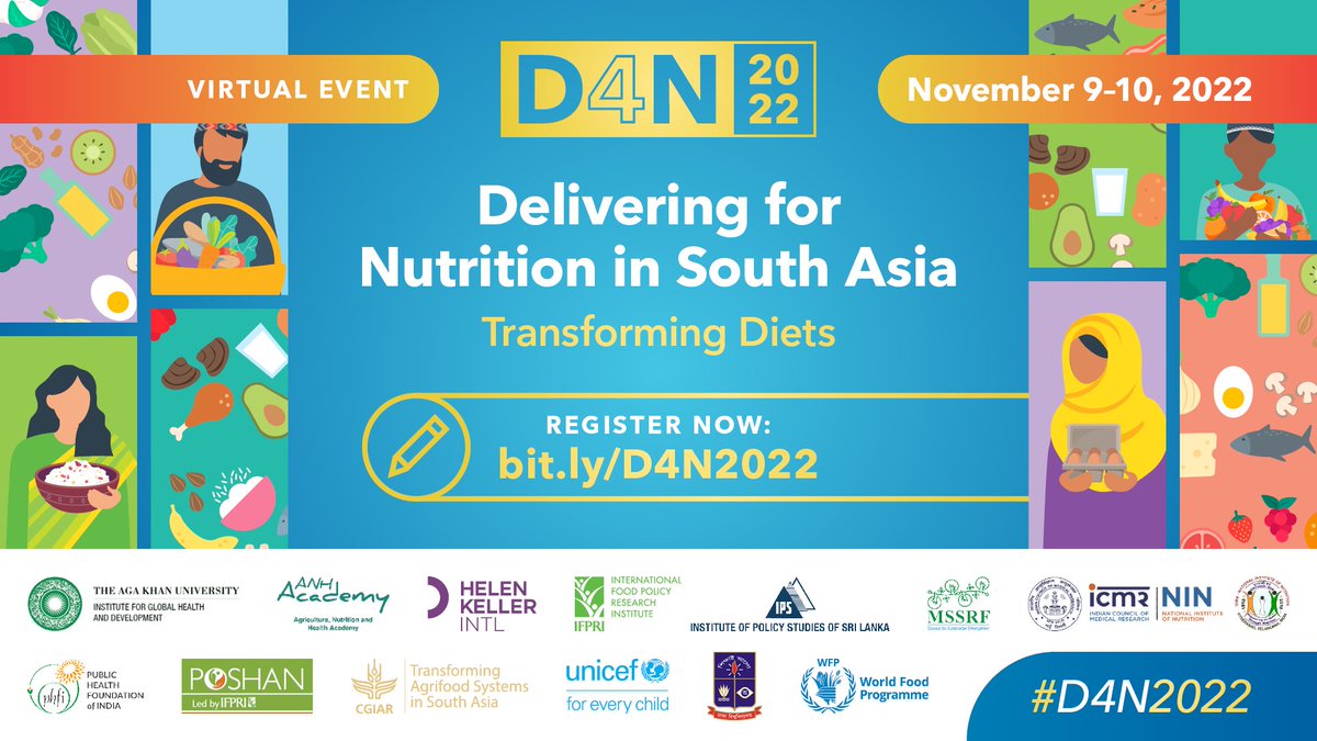 📢 Mark your calendar!

Join @andy_bhanot, our Director, Social & Behavior Change Communication, at the Delivering for Nutrition #D4N2022 Conference to discuss on how to work together to transform diets in #SouthAsia.

November 9th 2022
12:00 PM- 1:30 PM
bit.ly/D4N2022