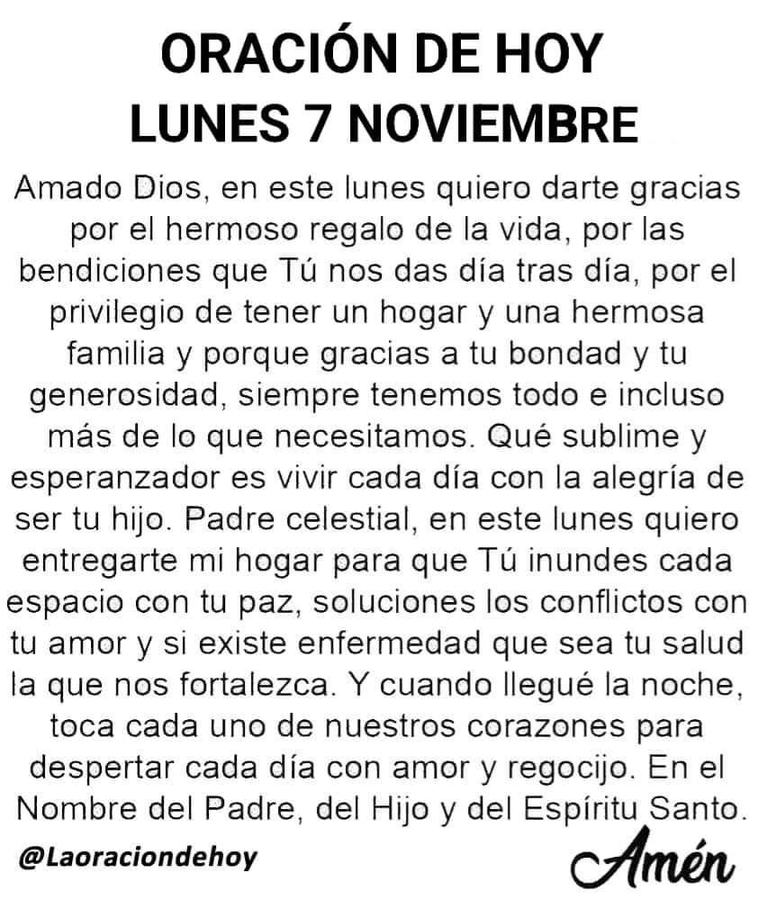 laoraciondehoy's tweet photo. Oración diaria para hoy lunes 7 de noviembre del 2022 https://t.co/6IpXNojDR2