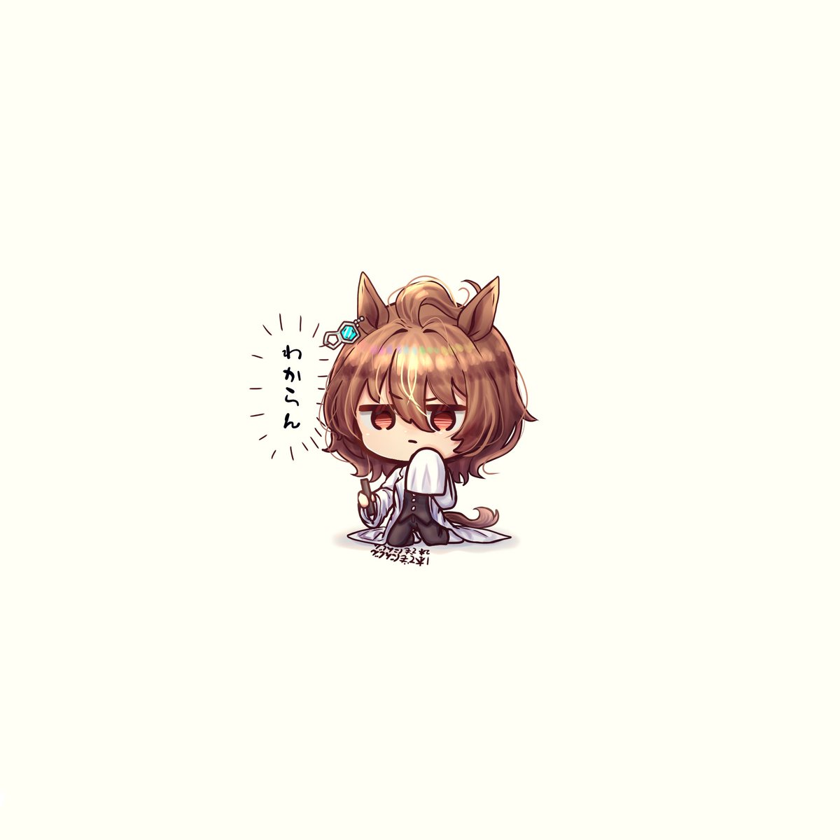 agnes tachyon (umamusume) 1girl animal ears horse ears labcoat solo brown hair tail  illustration images