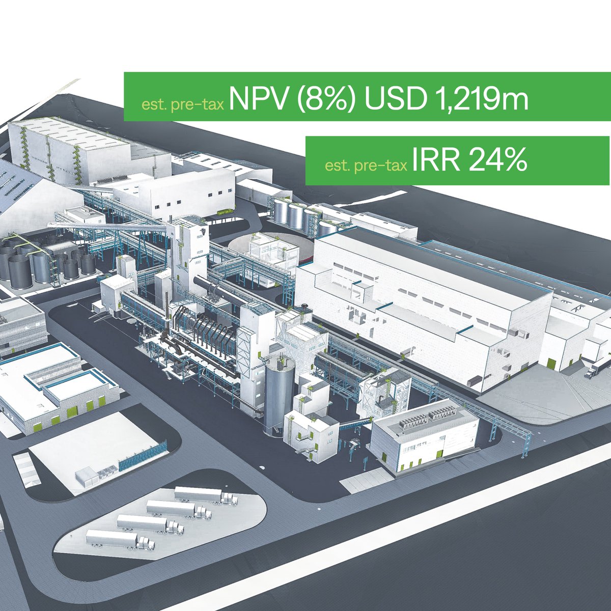 RockTechLithium's tweet image. Another #milestone #achievement: The #Guben #lithium #converter study has been completed.

✳ est. pre-tax NPV (8%) of USD 1,219m
✳ est. pre-tax IRR of 24%
✳ est. #revenue of ca. USD 14,872m over 25-years
✳ early construction in Q1’2023 start of commissioning Q2’2025