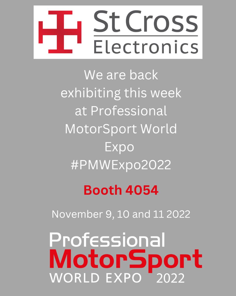 StCrossElec's tweet image. We are excited to be back exhibiting at the fantastic Professional MotorSport World Expo in Cologne. We are on Booth 4054 so do come along to see our cable harnesses for the motorsport world and beyond. We look forward to meeting you. #PMWExpo22 #pmwexpo #cableassemblies