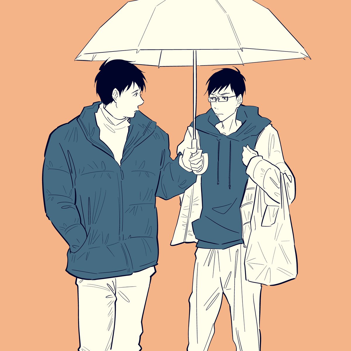 2boys multiple boys umbrella holding umbrella male focus holding shared umbrella  illustration images