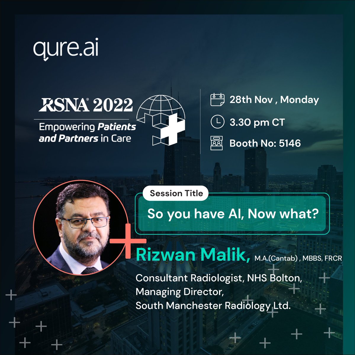 You’ve implemented AI. Now what? Much has been said about deploying #AI in healthcare but what comes after actually determines its value-add. Catch Dr. <a href="/rijan44/">Rizwan Malik</a> explaining the nuances of AI in #imaging and how your clinical setup can benefit. To know more: qure.ai/rsna-22/