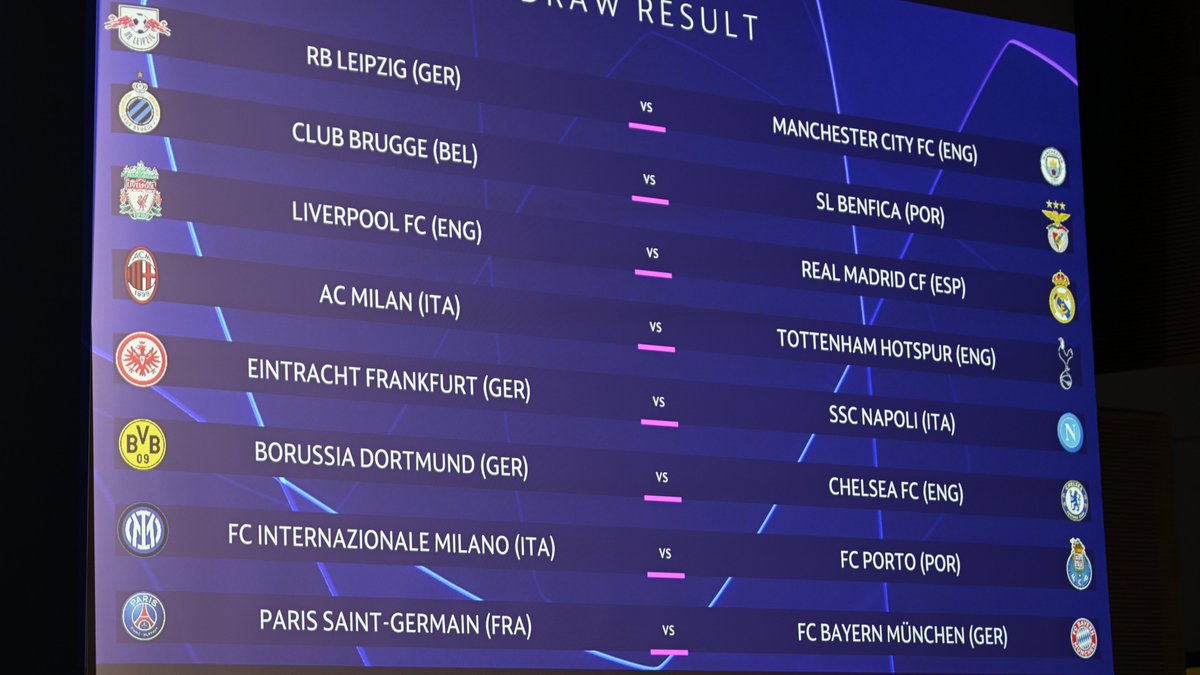 B24 on X: Estão definidos os oitavos de final da Champions League.   / X