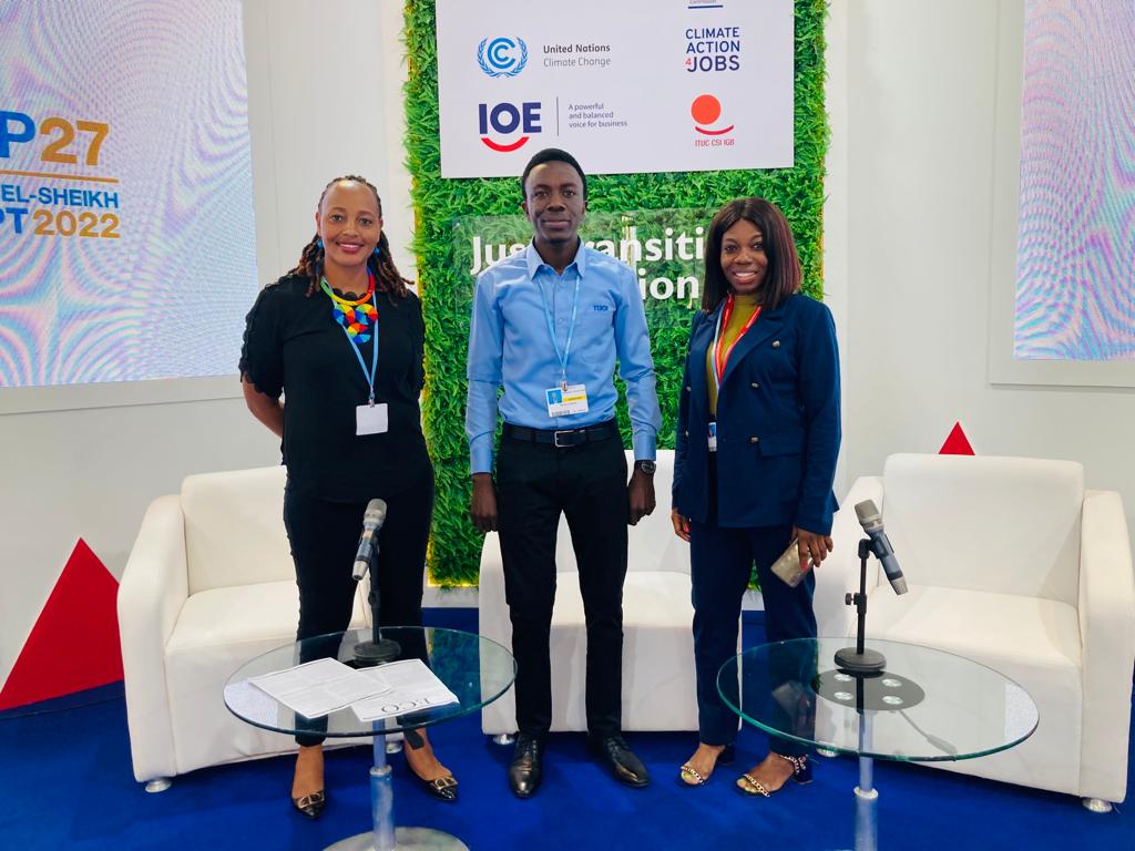 RhodaClimate's tweet photo. COP27 is tagged COP of implementation. Non Stakeholders including Trade Unions are determined to hold Governments to action. Together for implementation. #unionsforclimate #unions4justtransition #africatradeunionsCOP27 #COP27 https://t.co/mmy08qu70y