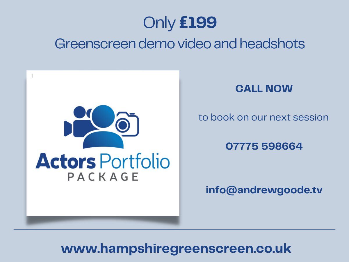 AndrewGoodeTV's tweet photo. Special introductory offer - short promotional video and headshots for your #actordemoreel   Call now for this special offer in our greenscreen studio (Hampshire) 
https://t.co/UhOHk7MSfl
#promotionalvideo #marketingmonday #southamptonactor #castingagent https://t.co/yQFqFF8VK6