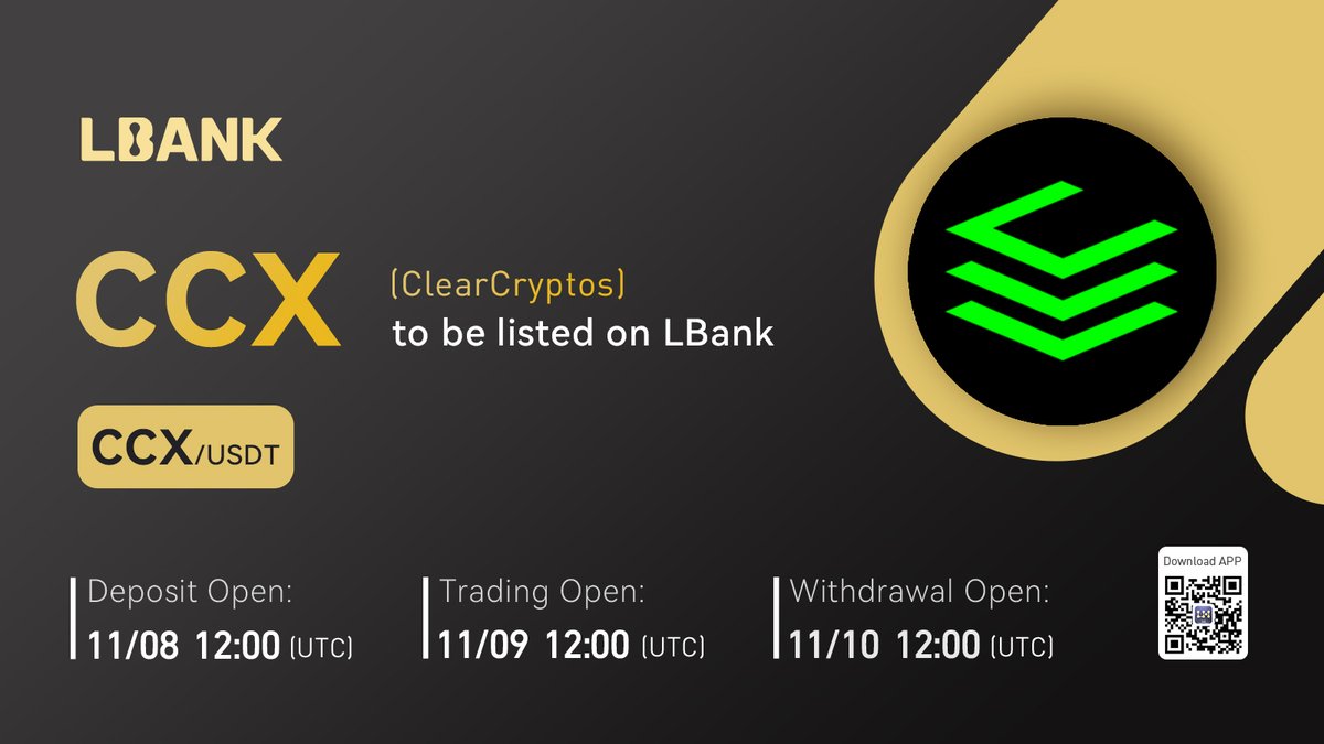 💫New #listing 

🌟 $CCX(ClearCryptos) will be listed on LBank!  <a href="/ClearCryptos/">ClearCryptos</a>

CCX operates as the first ever fiat on-ramp for Decentralized exchanges giving people the option to purchase crypto without going through centralized exchanges.

👀 Details: bit.ly/3fMy3MZ