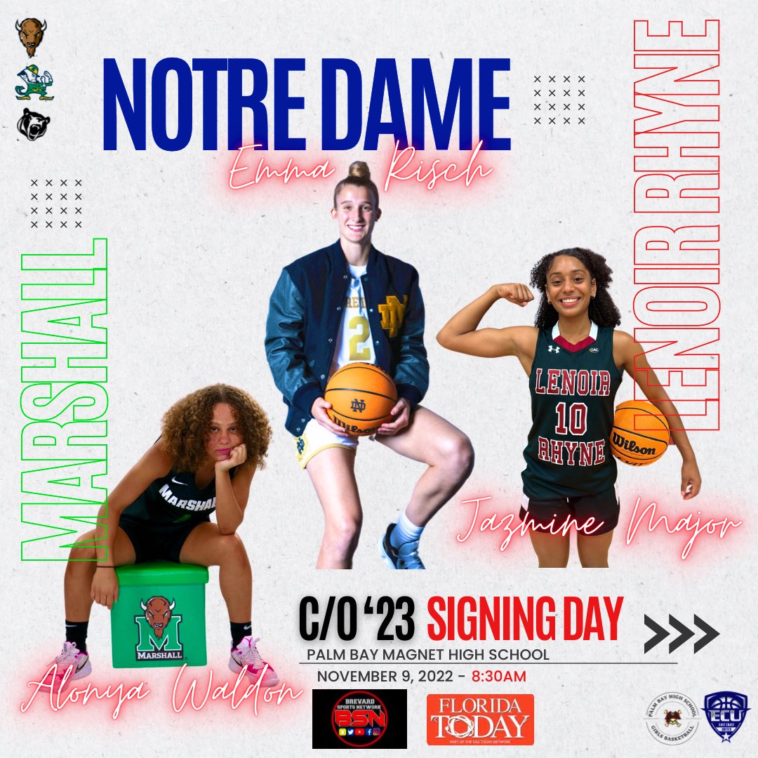 PalmBayGBB's tweet photo. We are thrilled to celebrate our three seniors as they sign their National Letter of Intent this week! 
                 ☠️  ——>   🦬 | 🍀 | 🐻 

#ECUnited x #PalmBay 🏴‍☠️  #PirateNation ☠️ https://t.co/J1fFg7rcmD