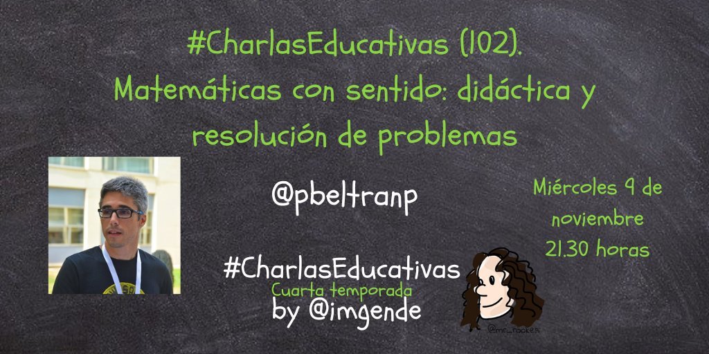 🤩 Ya está programada en YouTube la charla de este miércoles con el gran <a href="/pbeltranp/">Pablo Beltrán-Pellicer 🧮💚</a>. 🔝
youtu.be/1RRCfeg3rUs
Ya sabéis, como siempre, os esperamos en el chat en directo de vuestras #CharlasEducativas. 🥰