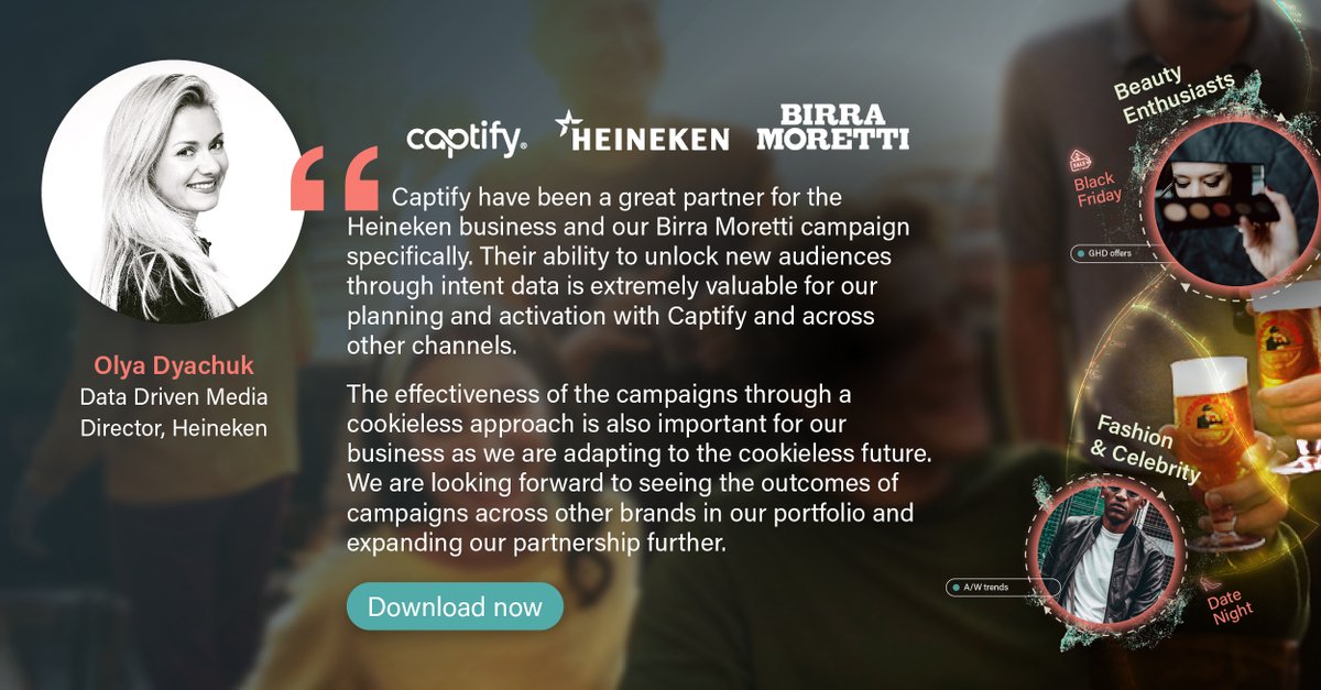 Captify® (@captify) on Twitter photo Heineken’s Olya Dyachuk discusses how they partnered with <a href="/Captify/">Captify®</a> to uncover new audiences & drive awareness for Birra Moretti Zero, & how this campaign helped <a href="/Heineken/">Heineken</a> in their approach to transition to a cookieless future.
Find out more: www2.captifytechnologies.com/heineken-case-… <a href="/Heineken_UK/">Heineken® UK</a> Heineken’s Olya Dyachuk discusses how they partnered with <a href="/Captify/">Captify®</a> to uncover new audiences & drive awareness for Birra Moretti Zero, & how this campaign helped <a href="/Heineken/">Heineken</a> in their approach to transition to a cookieless future.
Find out more: www2.captifytechnologies.com/heineken-case-… <a href="/Heineken_UK/">Heineken® UK</a>