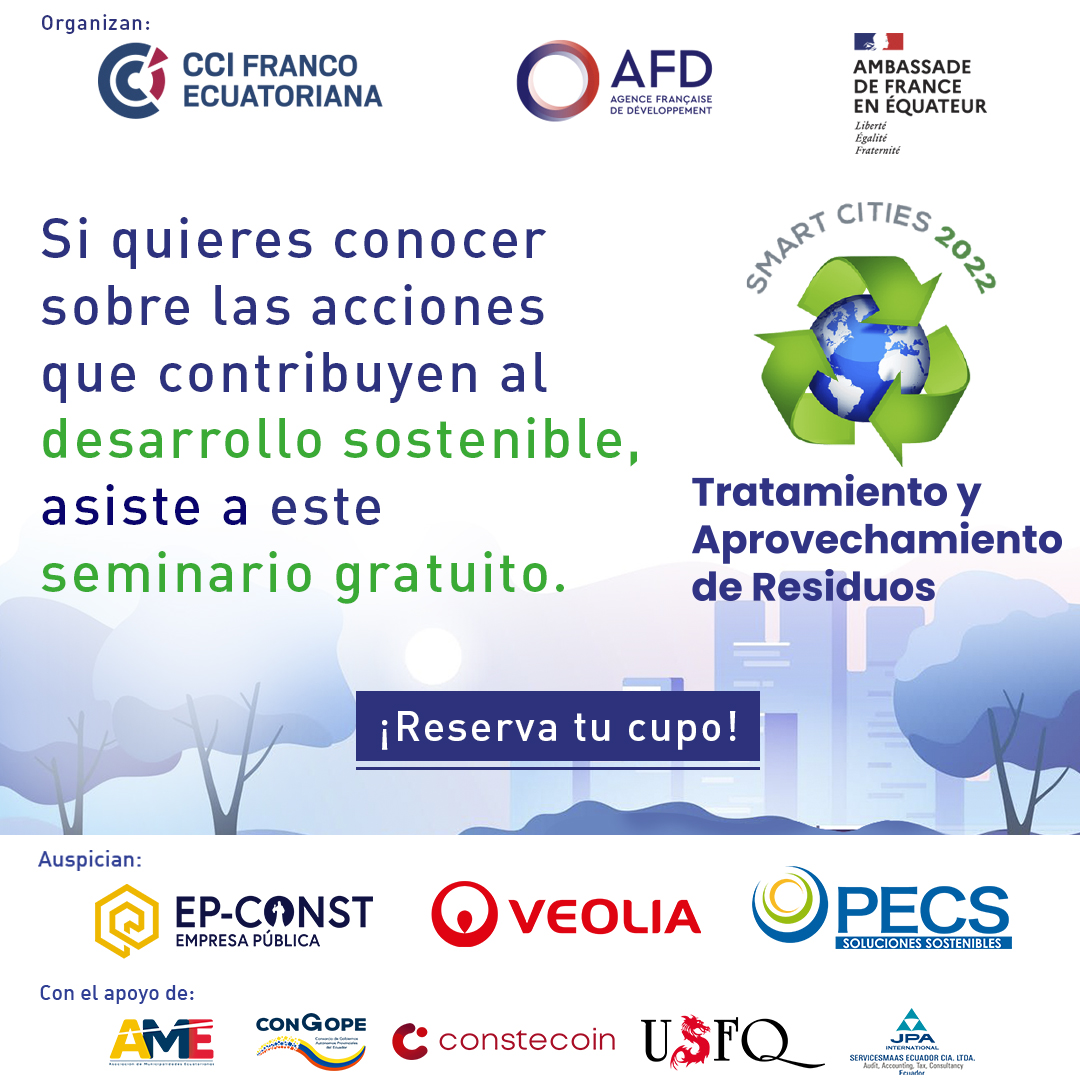 CamFrancoEcuato's tweet photo. ¡Por fin Noviembre!
Participa en el seminario “Tratamiento y Aprovechamiento de Residuos”.
📅 Miércoles, 09 de noviembre del 2022
🕐 08H00-15H00
📍 @JWMarriottQuito
Inscripciones 👇
https://t.co/UIr1ZE28o2
#PECS #ccifec #ecuador #franceenequateur #smartcities2022 https://t.co/mruVGn72Od