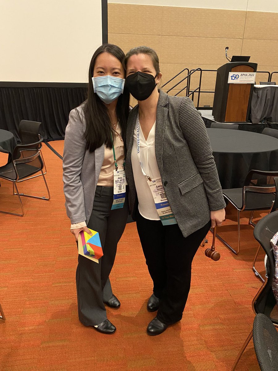 APHA_Aging's tweet photo. Thank you for your leadership &amp; past future contributions to the Aging and Public Health Section!💙
Dr. @alnguyenphd literally handed the gavel to our incoming Section Chair, Dr. Emily Nicklett at last night’s business meeting. #APHA2022 https://t.co/l2lk3xjrIc
