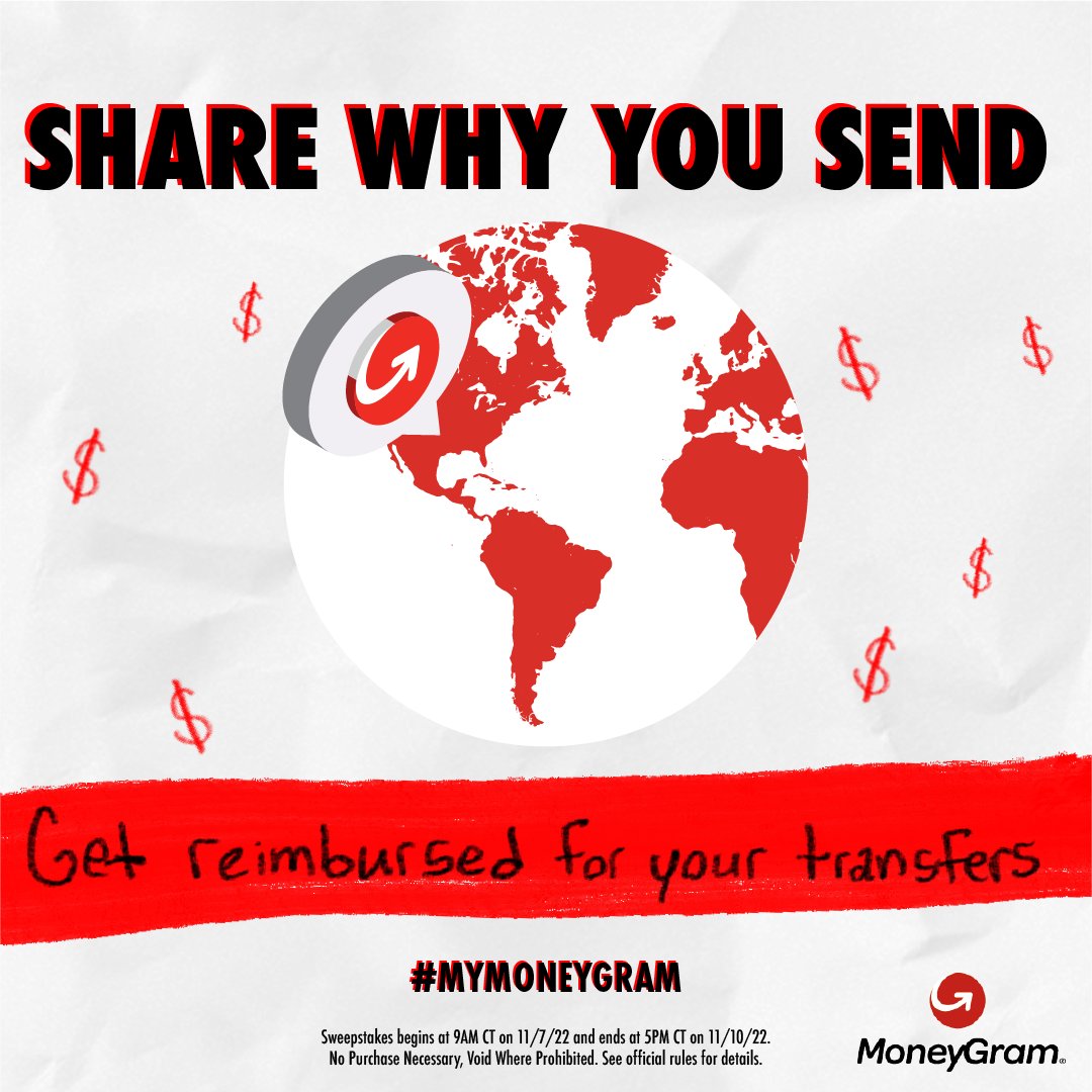 Want to be reimbursed for your transfers? 💰 We are giving you the chance to get back up to $500 worth of money you spent on MoneyGram transfers, just for sharing your #MyMoneyGram story.