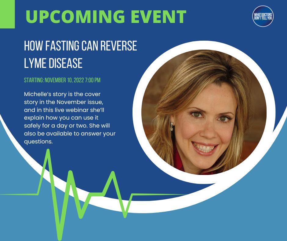 WEBINAR: How fasting can reverse Lyme disease with Michelle Slater

Starting: November 10, 2022 7:00 pm
REGISTER HERE: bit.ly/3UoiBWa